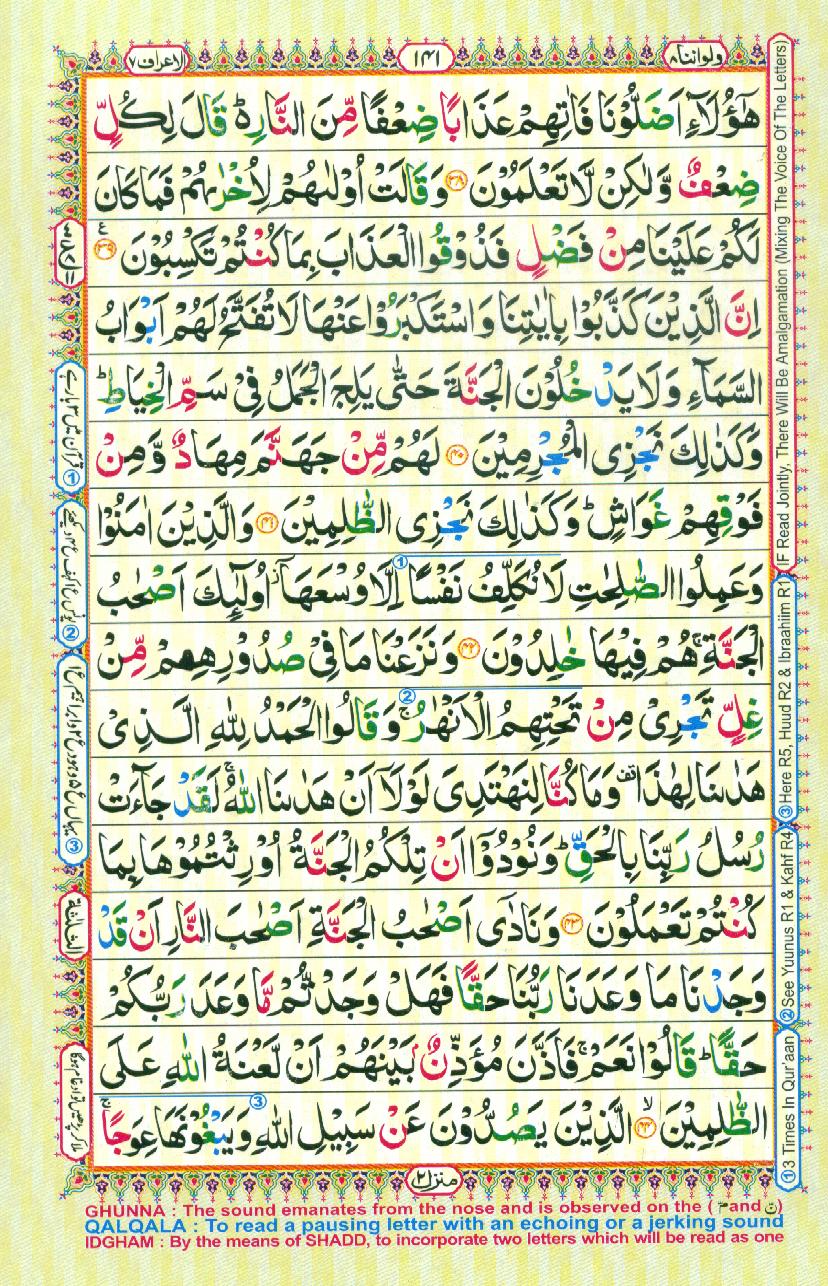 16 Lines Color Coded Al Quran Parah 8 Page 141