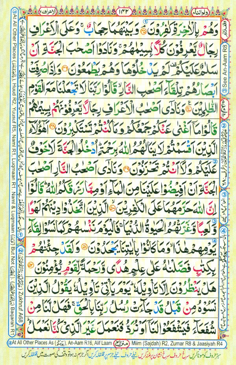 16 Lines Color Coded Al Quran Parah 8 Page 142