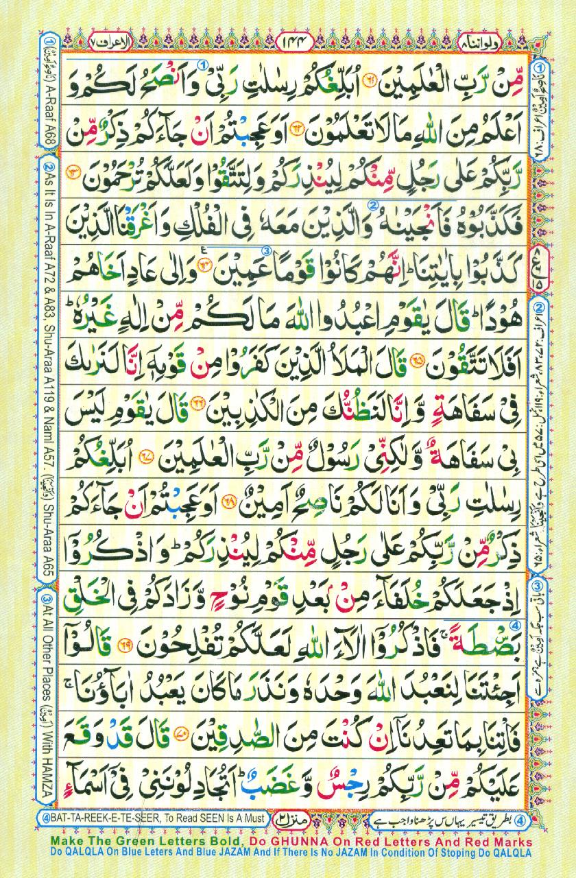 16 Lines Color Coded Al Quran Parah 8 Page 144