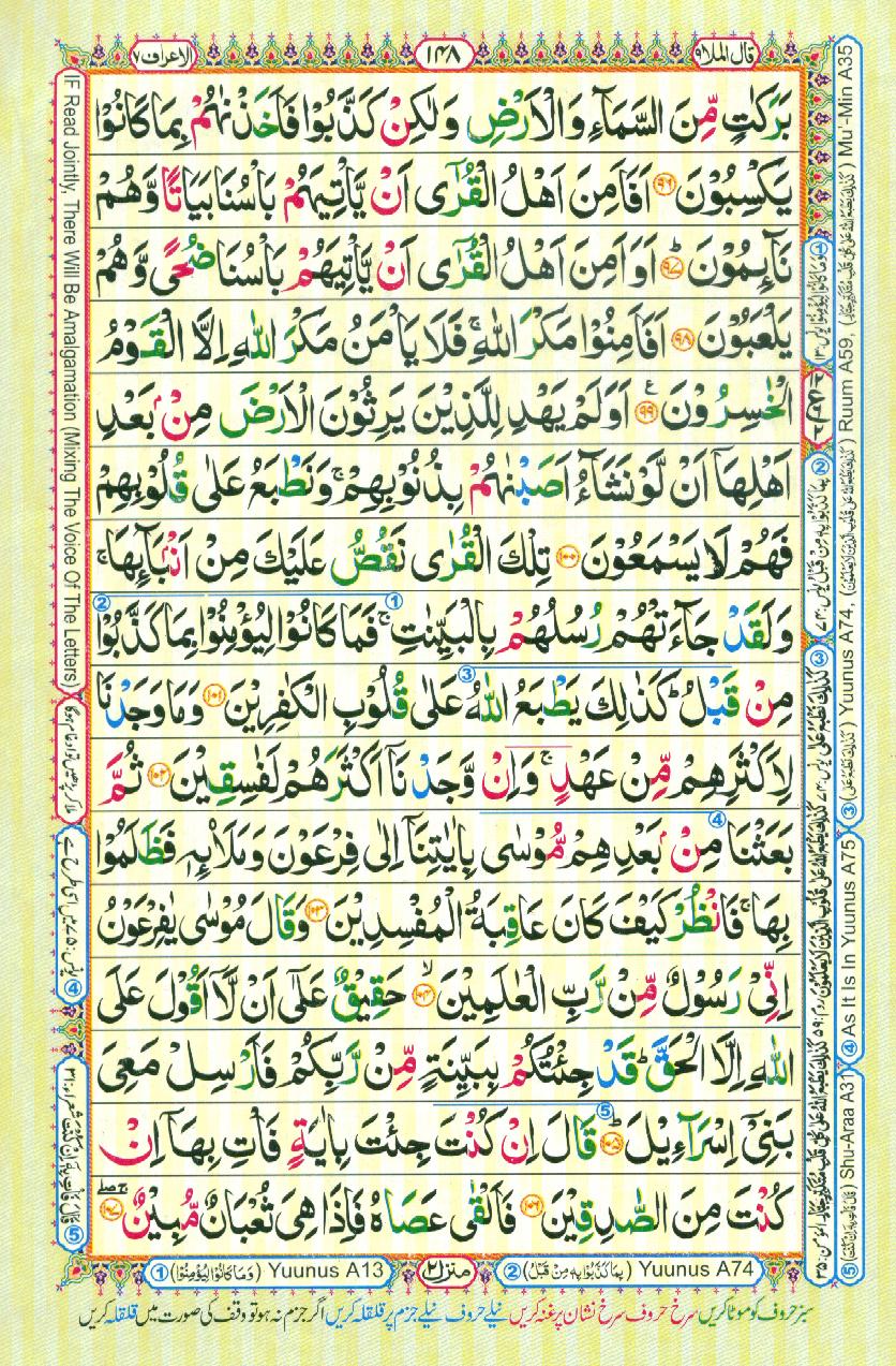 16 Lines Color Coded Al Quran Parah 9 Page 148